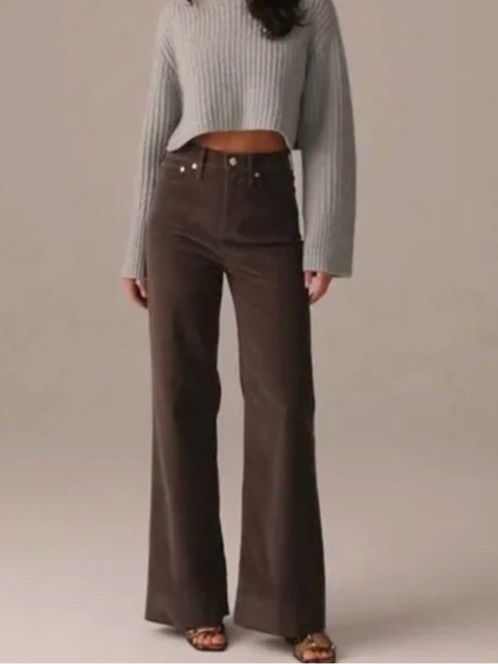 Wide Leg High-Rise Women’s Cord— Brown